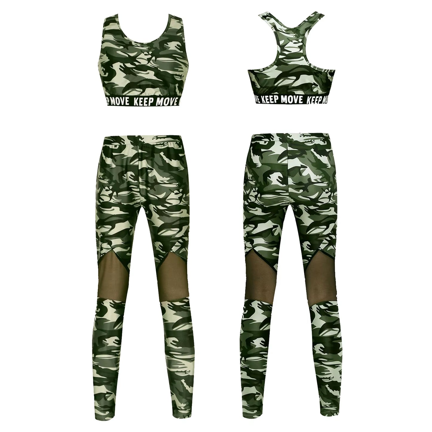 Kids Girls Ballet Dancewear Workout Gymnastics Outfits Sport Bra Top Mesh Patchwork Pant Leggings Set Teens Ballet Dance Sets