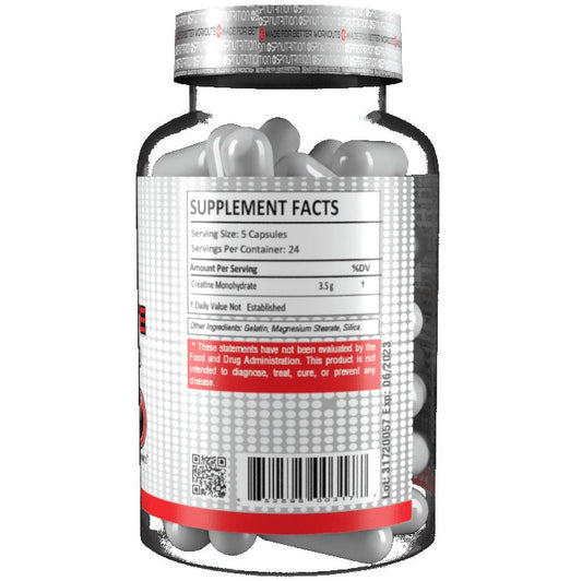 CREATINE MONOHYDRATE 120 Capsules, 3500 Mg per Serving, 24 Servings, Pure Creatine Micronized - Pre Workout