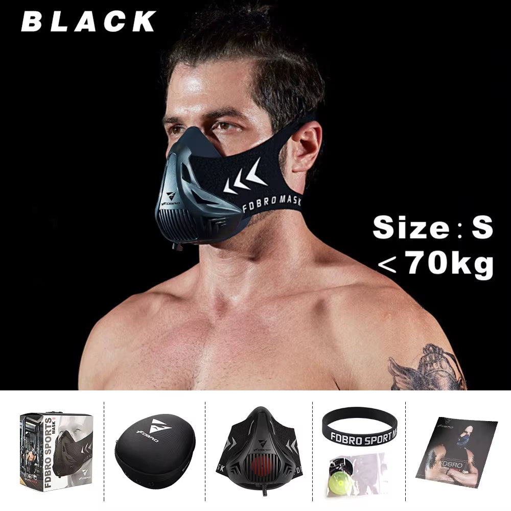 Máscara deportiva Elevación Correr Fitness Pack Estilo Negro Entrenamiento de alta altitud Ajuste Deportes Ciclismo Máscara Máscara 2.0 Máscara Tela