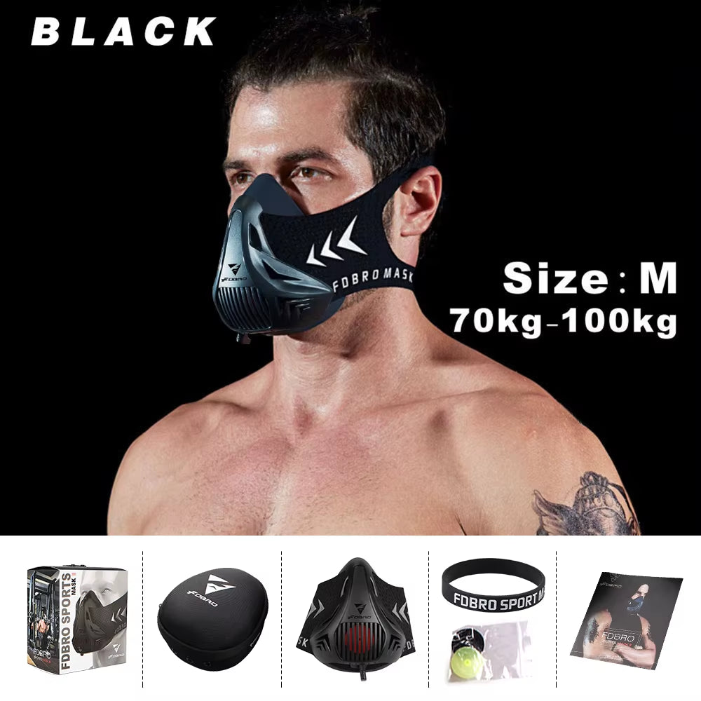 Máscara deportiva Elevación Correr Fitness Pack Estilo Negro Entrenamiento de alta altitud Ajuste Deportes Ciclismo Máscara Máscara 2.0 Máscara Tela