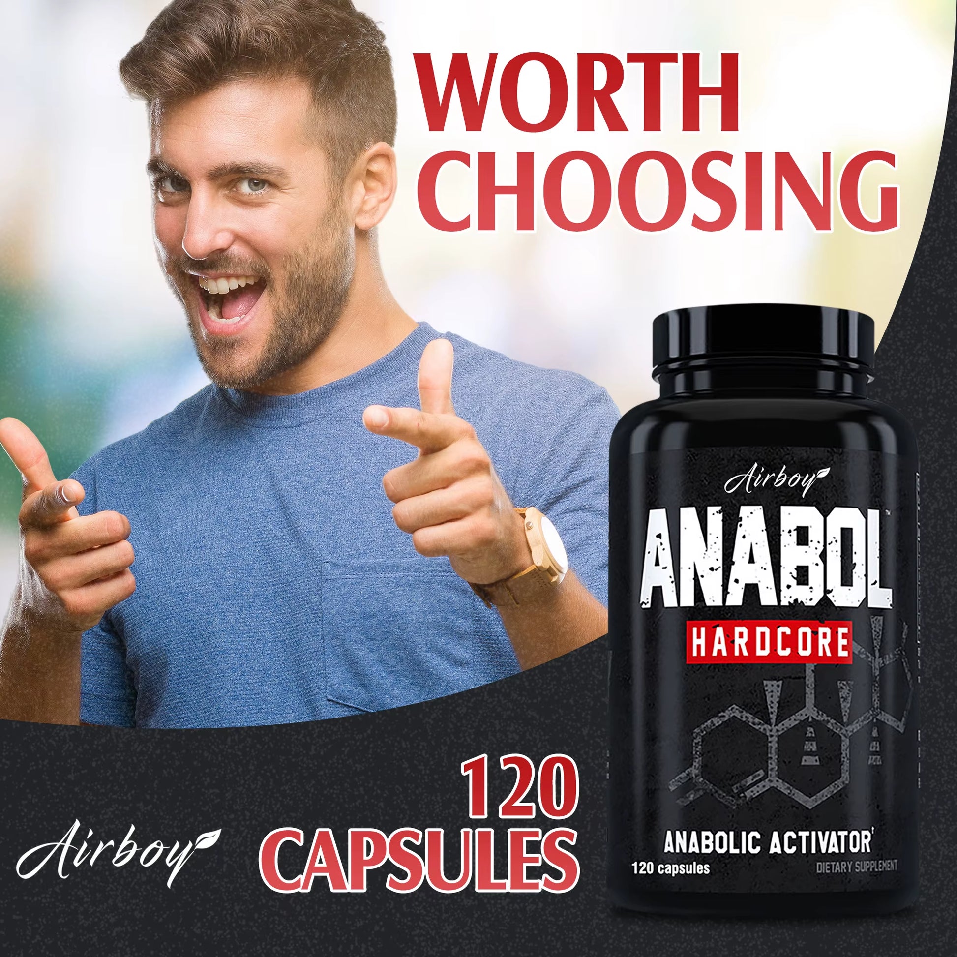 Anabol Hardcore Supplement - Helps Build Lean, Firm, High-Quality Muscle, Promoting Muscle Growth - 120 Capsules
