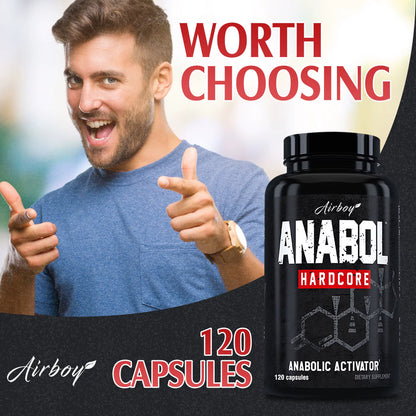 Anabol Hardcore Supplement - Helps Build Lean, Firm, High-Quality Muscle, Promoting Muscle Growth - 120 Capsules