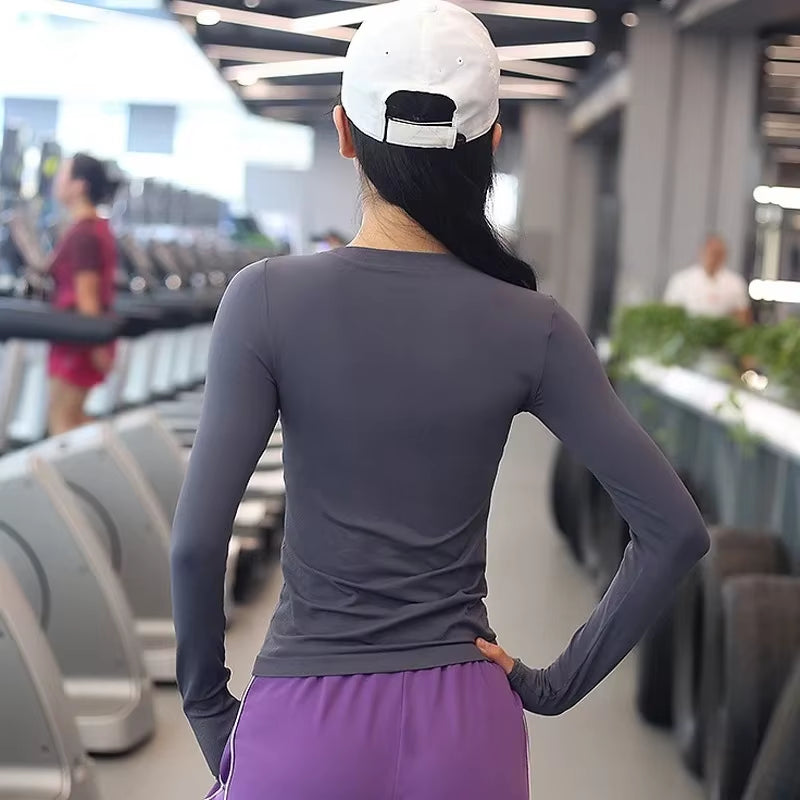 Women'S Long Sleeve Top Yoga Shirts Running T-Shirt Workout Fitness Gym Sports Top Training Crop Top Solidcolor Лонгслив Женский