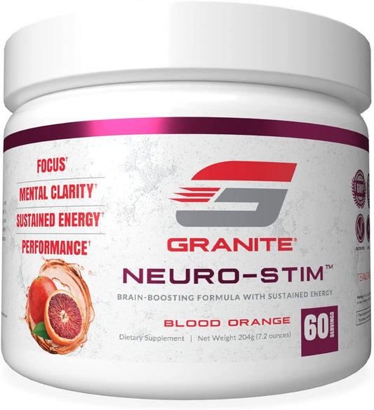 Granite Nutrition Gigabrain Nootropic Energy Powder – Cereboost, Alpha-Gpc & Elevatp – Cognitive Focus Supplement for Sustained Energy & Performance – Blood Orange, 30 Servings