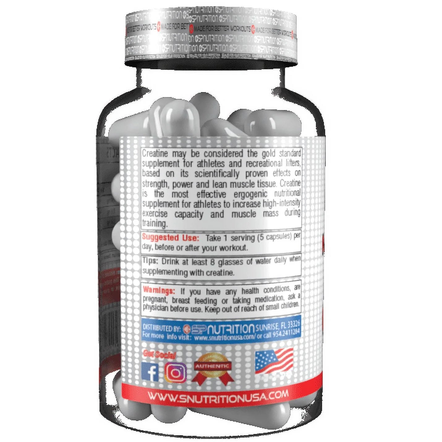 CREATINE MONOHYDRATE 120 Capsules, 3500 Mg per Serving, 24 Servings, Pure Creatine Micronized - Pre Workout
